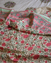 Pink and White Reversible Cotton Dohar